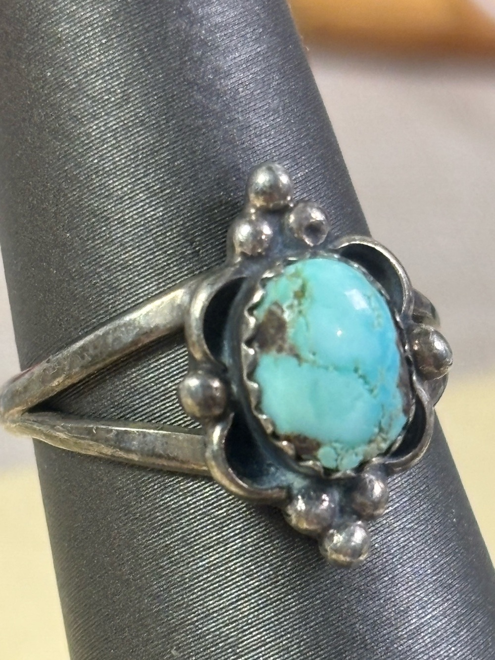 Turquoise Oval Sterling-Style Woman's Ring - Blue Turquoise